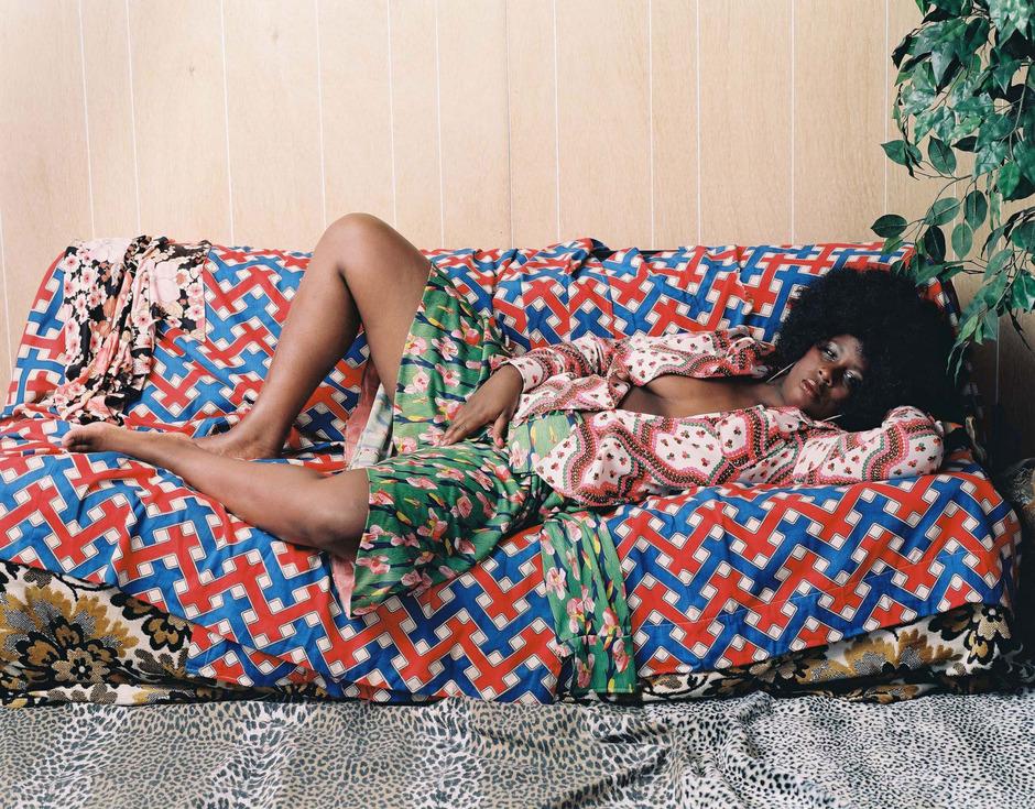 Afro Goddess with Hands Between Legs