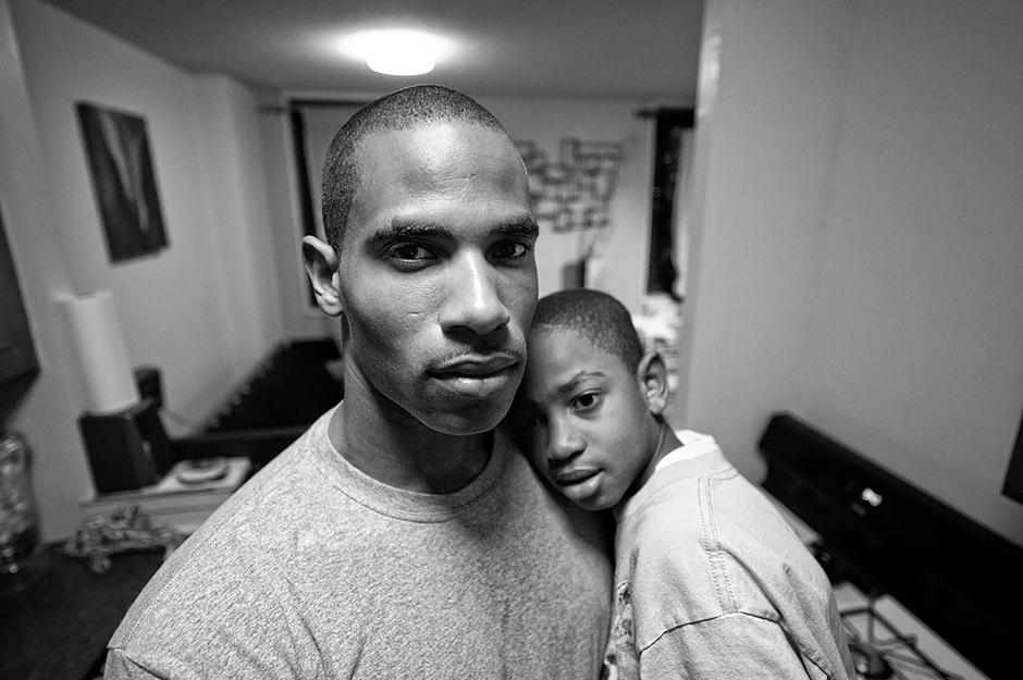 Jebron Felder and his son Jae’shaun at home. Harlem, New York, September 2011